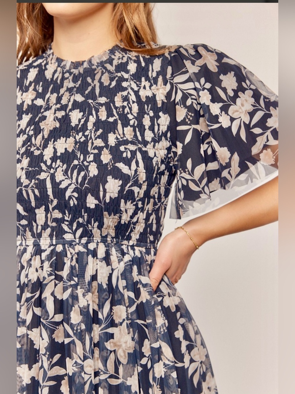 NWT Floral Mesh Midi Dress